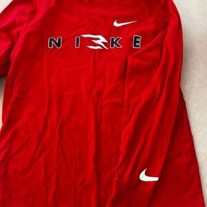 Nike Red Cotton Blend Shirt long sleeve boys medium